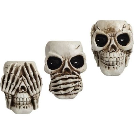 Pot De Fleurs - Résine - Design Squelette Gothique - Pour Bureau Fenêtre Ou Décoration Halloween - Lot De 3 (1/4)
