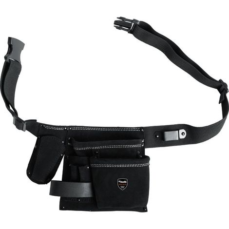 kwb Werkzeug-Tasche Leder mit Gürtel '5 Fächer, Nagel-Tasche, Messertasche, Hammerhalter und Halter für Bandmaß