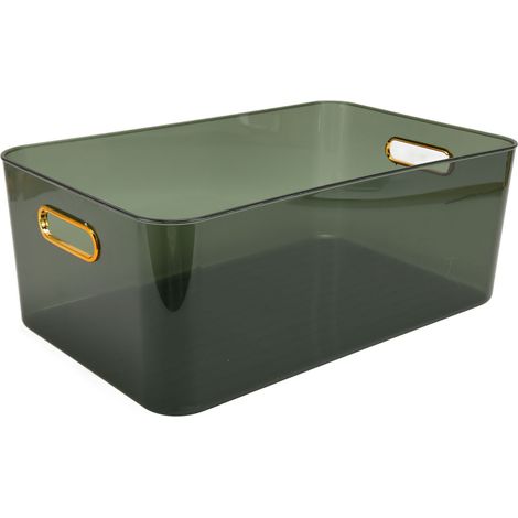 Grands bacs de rangement transparents en plastique, empilables et polyvalents, organisateurs ouverts pour bureau, chambre étudiante et maison. (1/5)