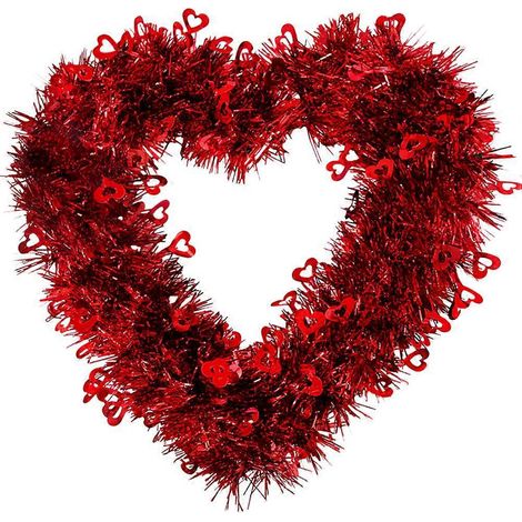 Valentinstag-Türkranz, dekorativer Herzförmiger Türkranz zum Valentinstag-30x30cm-Red (1/3)