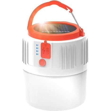 Lanterne rechargeable USB - Lanterne solaire LED portable pour le camping, lampe torche de sécurité, projecteur étanche pour la randonnée, la pêche et les pannes de courant (blanche) (1/5)