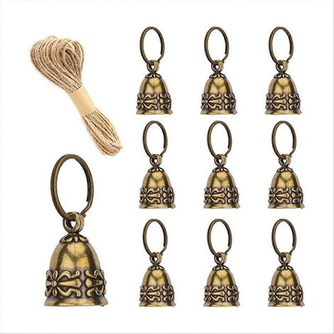 Lot de 10 cloches antiques en cuivre, carillons éoliens pour la maison, sonnettes de porte ou cloches décoratives pour décorations de mariage et de Noël. (1/5)