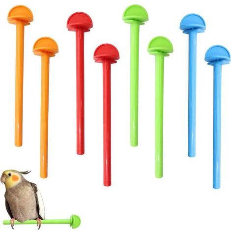 Lot de 8 perchoirs universels en plastique pour cage à oiseaux, support en plastique pour pinson, canari, perruche, perruche, calopsitte (1/5)