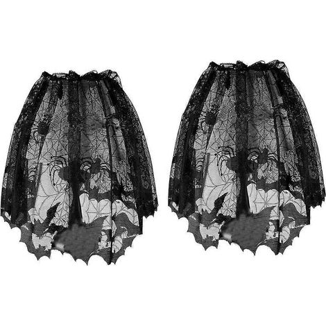 Lot de 2 abat-jour en dentelle pour lampe de table, décoration idéale pour Halloween ou une fête. (1/2)