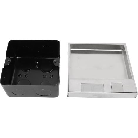 Prise électrique encastrable au sol, kit 2 broches 6 trous, boîtier étanche argenté avec couvercle plat pour carrelage, marbre et moquette (1/5)