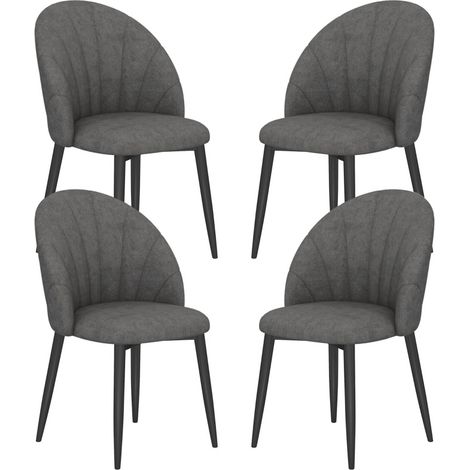 Set de 4 sillas de comedor de tela efecto terciopelo gris oscuro con patas de acero MODENUIT (1/5)