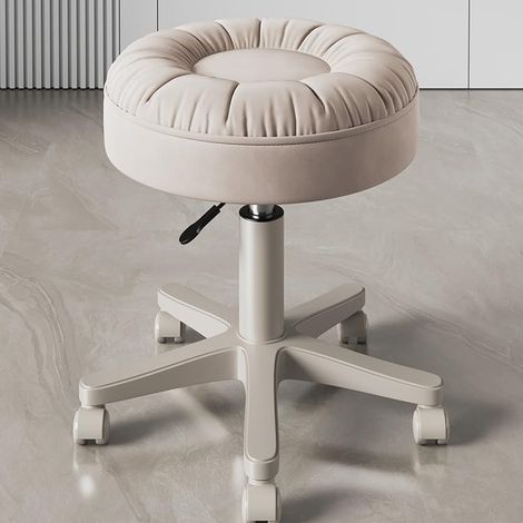 Tabouret roulant de maquillage à assise super moelleuse, rotation 360 degrés, hauteur réglable, sans bruit (1/5)