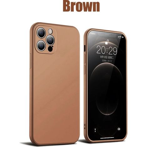 Coque carrée en silicone liquide marron pour iPhone 13 Mini, protection des bords souple et ultra-fine. (1/5)