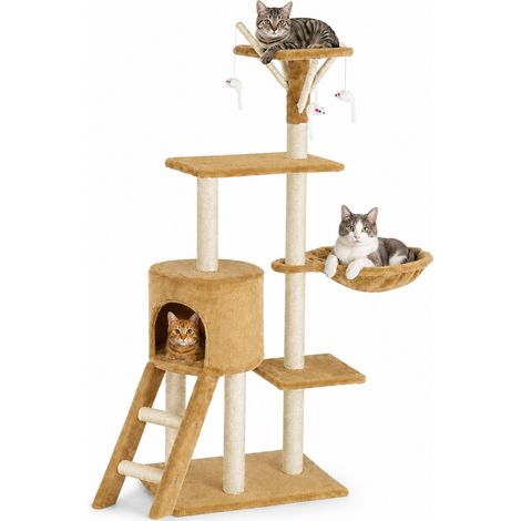 Tiragraffi per Gatti Albero Sisal Parco Giochi Gioco x Gatto Tira Graffi Beige (1/5)