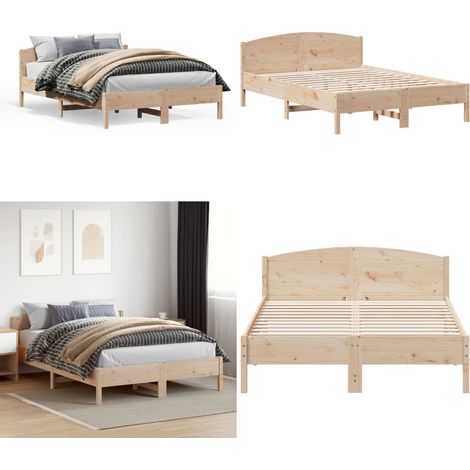 Massivholzbett ohne Matratze 140x200 cm Kiefernholz - Holzbett - Kiefernholzbett - Doppelbett - Massivholzbette - Lattenrost - Home & Living