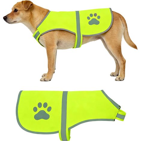 Gilet Jaune Fluo Chien réfléchissant – Gilet de sécurité Haute visibilité pour Chien, réglable avec Bandes Auto-agrippantes, idéal Promenade Nocturne (1/5)