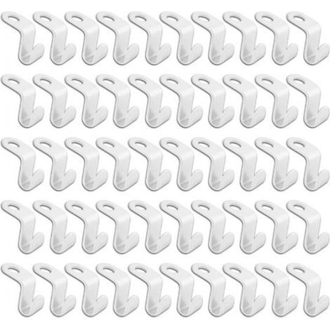 Confezione da 50 ganci appendiabiti, ganci di collegamento per grucce, bianchi, clip di estensione per grucce, in plastica, per impilare le grucce, scaffale salvaspazio (1/5)
