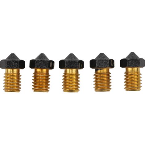 Jeu de 5 buses d'impression 3D 0,4 mm en laiton revêtement PTFE pour extrudeuse, compatible filament 1,75 mm (1/5)