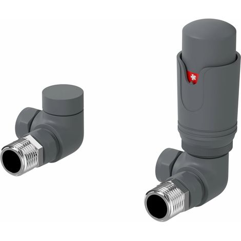 Galiflo Corner Thermostatic Radiator Valve & Lockshield – Anthracite, 15mm TRV (1/5)