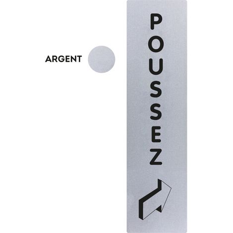 Novap – Plaque de porte Poussez vertical 170x45mm – Classique argent – Se fixe par adhésifs puissants – 4321349