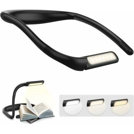 Lampe de lecture à porter autour du cou, avec bras pliables et batterie rechargeable de 1800mAh. Cette lampe de bureau à LED offre 3 couleurs de lumière et des niveaux de luminosité réglables en conti (1/5)