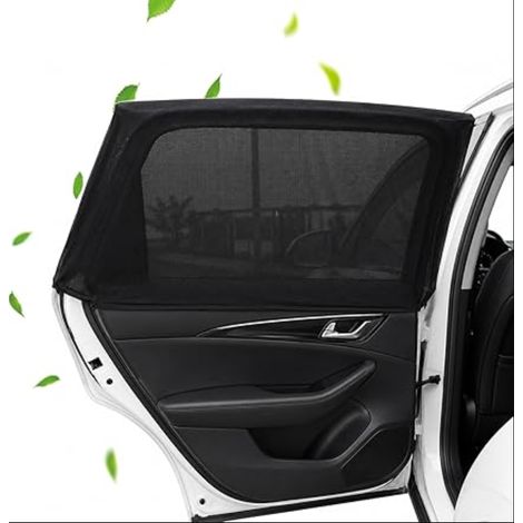 Pare Soleil Voiture Bébé, Chaussette pour Vitres Latérales Arrière, Filet Moustiquaire Respirant, Protection Solaire pour Enfants Animaux et Passagers, Noir (1/5)