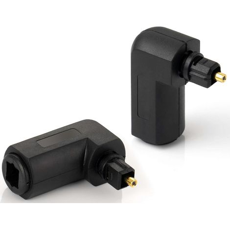 2 adaptateurs Toslink coudés à 90° (connecteur Toslink femelle vers connecteur mâle), pour câble audio numérique optique (câble TOS), câble S/PDIF (1/3)
