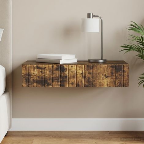 vidaXL Table d'appoint murale Chêne fumé 87,5 x 34,5 x 17 cm