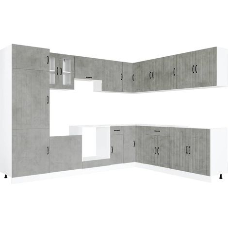 Maison Exclusive - Set Mobili da Cucina 14 pz Lucca Grigio Cemento in Truciolato