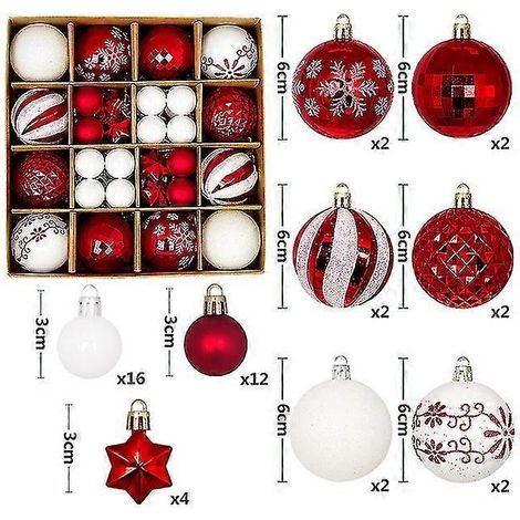 Nouveaux ornements de sapin de Noël, ensemble de 44 boules de Noël colorées et incassables à suspendre. (1/5)