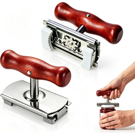 Apriscatole in 2 pezzi, apribarattoli senza sforzo Apribarattoli regolabile e antiscivolo in acciaio inossidabile con impugnatura ergonomica, strumento da cucina per cucinare e per il campeggio (1/5)
