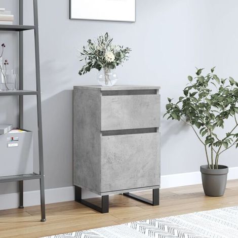 Buffet Gris Béton 40 X 35 X 70 Cm, Bois D'ingénierie, Pieds En Fer, Meuble Rangement (1/4)