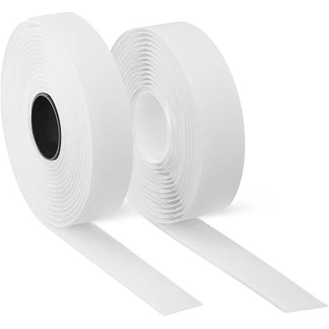 Velcro auto-adhésif, 2 rouleaux, avec support adhésif, 25 mètres x 2 centimètres, blanc. (1/5)
