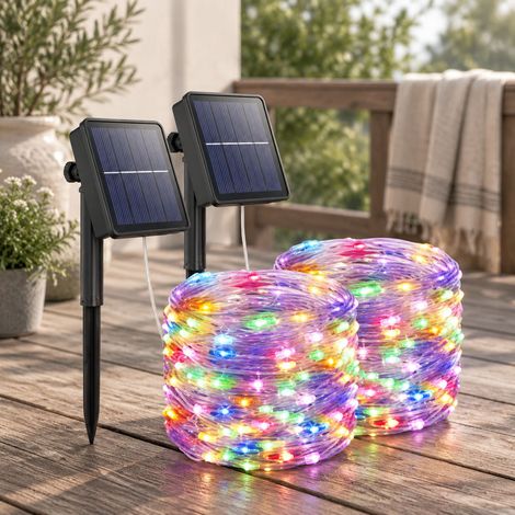 Guirlande Solaire Extérieure 12m 100 LED Multicolores Étanche IP55 8 Modes Déco Jardin Terrasse Noël Halloween (1/5)