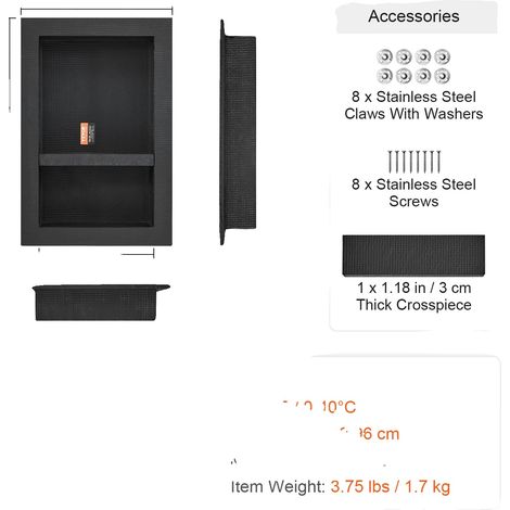 Nicho para ducha, organizador de pared, diseño de dos niveles, 16x24 pulgadas, 2 capas (1/2)