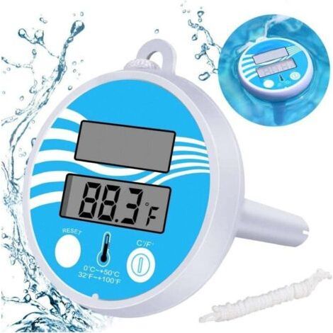 Floating Pool Thermometer - Digital Solar Water Thermometer with Cord for Swimming Pools, Hot Tubs, Fish Ponds and Baby Pools (1/4)