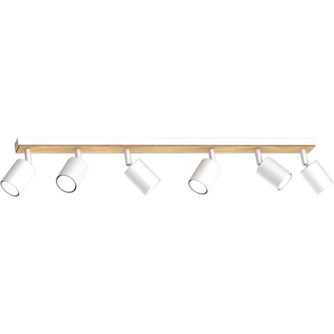 Rampe 6 spots orientables blanc/bois GU10 Tulon Luminex