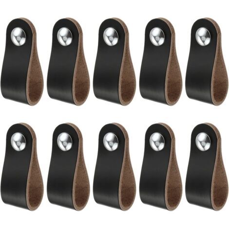 Sollbry 10 PCS Poignée en Cuir pour Meuble Poignée de Porte en Cuir Poignées Cuir de Placard Poignée de Porte Cuisine en Cuir Poignée de Porte de Placard en Cuir (1/4)