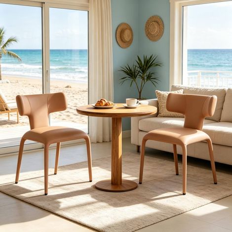Sillas de comedor 2 unidades con respaldo curvado, 53 x 53 x 78 cm, marrón claro, OKMYHOME (1/5)