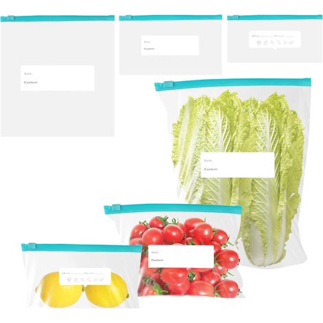 60 Pièces Sacs de Congélation Réutilisables à Fermeture Éclair,Sac Congelation Zip Reutilisable,Alimentaire Sac Congelation Zip,Sacs de Congélation pour Aliments Réutilisables,Légumes,Collations (1/5)