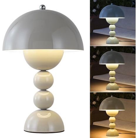 Lampe de table en métal, lampe de table champignon à intensité variable, lumière d'ambiance décorative, 3 températures de couleur, gris (1/5)