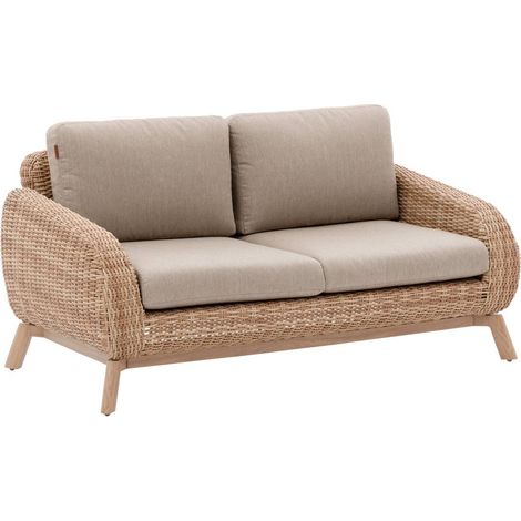 Gartensofa Manissa honey &amp beige 2-Sitzer aus Aluminium und Polyester - Hespéride