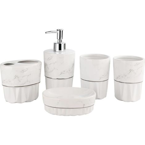 Gargle Set Ceramic Marble Mug Hand Sanitizer Bottle Press (1/5)