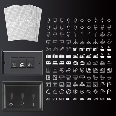 600 étiquette Autocollante pour Interrupteur 33 modèle D'Autocollants Transparents pour Interrupteurs Étiquettes Blanches pour Tableau de Distribution pour Maison Cuisine Salle de Bain (1/5)
