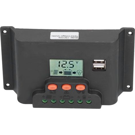Solarladeregler mit LCD-Display, 12/24 V, automatischer USB-Doppelanschluss, PWM-einstellbarer Solarladeregler für die Industrie, 10 A (1/5)