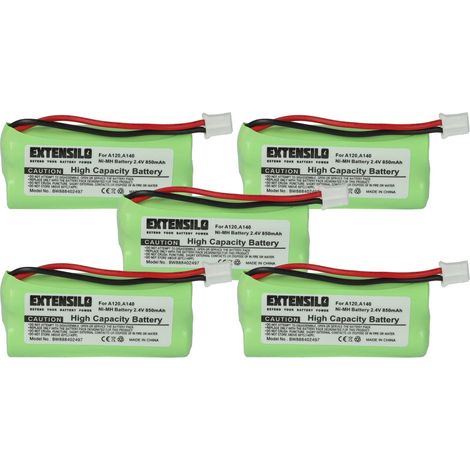 EXTENSILO 5x Akku kompatibel mit Universum CL15, SL15 schnurlos Festnetz Telefon (850 mAh, 2,4 V, NiMH)