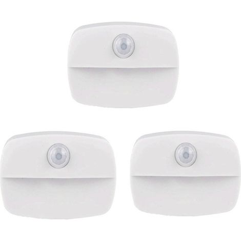 Ensemble de trois veilleuses LED à capteur, appliques murales sans fil alimentées par batterie, adaptées aux escaliers, couloirs, salles de bains, placards et autres zones. (1/5)