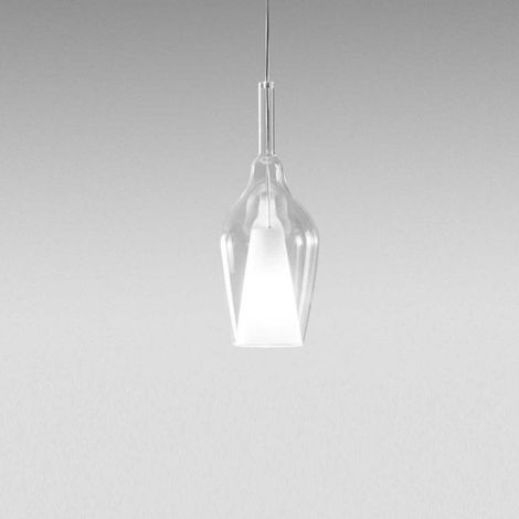 Lampadario moderno gea luce ofelia mini s12 g9 led metallo vetro sospensione, vetro trasparente