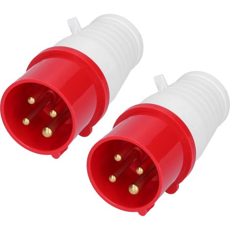 Connecteur industriel étanche 2 pièces, prise 3 phases 4 broches 3P+E IP44 16A 380V-415V, fiche circulaire pour usage professionnel (1/5)
