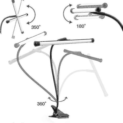 Lampe de bureau LED avec pince, bras flexible en col de cygne, 3 modes de couleur, alimentation USB, idéale pour tête de lit, établi, studio, lampe de chevet. (1/2)