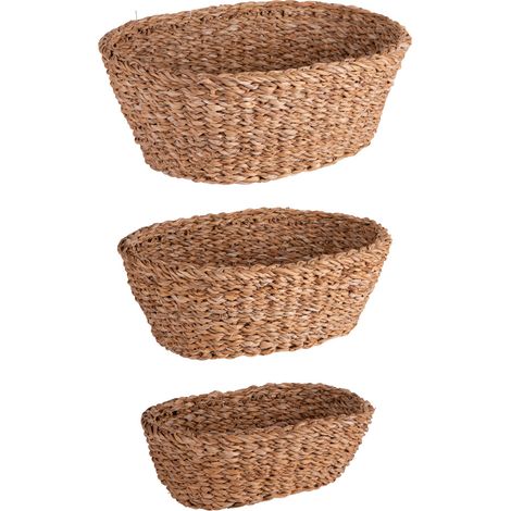 Table Passion - Set de 3 paniers ovales en jonc de mer