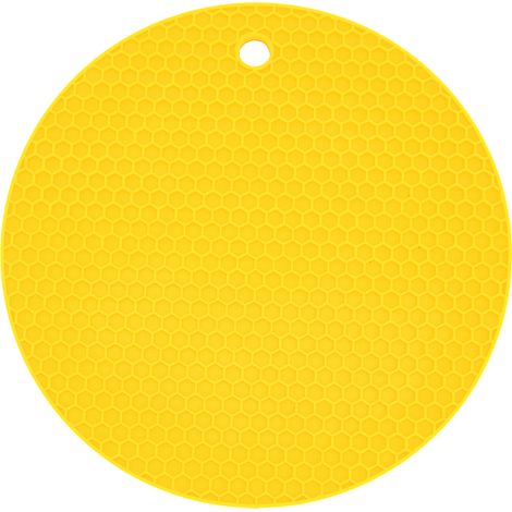Sous-plat en silicone épais de forme ronde pour micro-ondes - Jaune - Grade alimentaire (1/5)