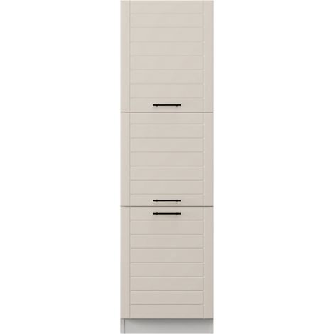 Dispensa da Cucina Hallst, Mobile da Cucina 6 Ripiani, Apertura Battente, 3 Ante, 60x58x214h cm Bianco Crema