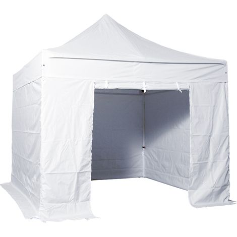 Auvent polyester 3x3m 300g avec trois panneaux et clôture porte pour événements extérieurs