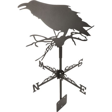 Rosvola Girouette corbeau ornement girouette girouette fer métal météo pour extérieur jardin ferme décoration (1/5)